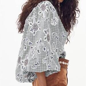 NEW LANHTROPY claire poplin shirt in wild scandi